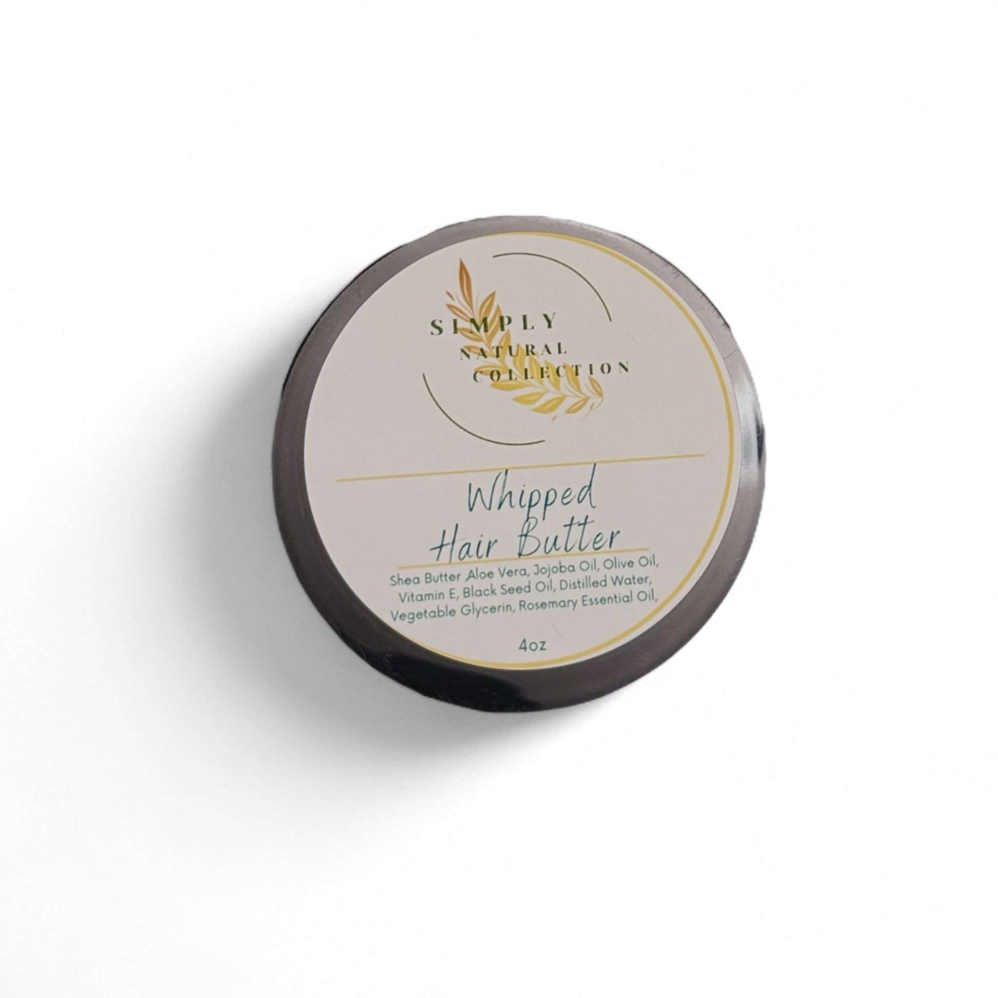 Simply Natural Collection whipped hair butter container on a white background